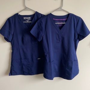 Two XS Navy Scrub tops